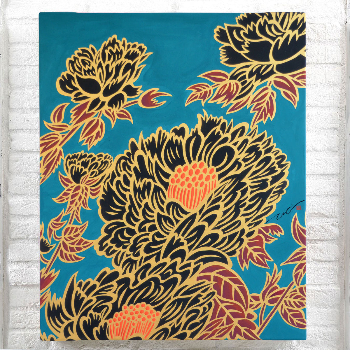 giclee_blkpeony-bggrn_f25- giclee_blkpeony-bggrn_f25-