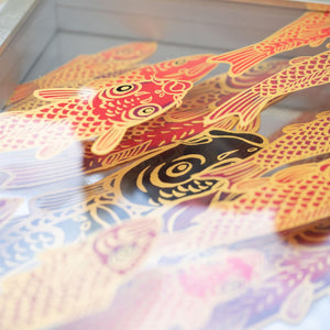 <tc>Silk screen Acrylic 3 layers "Carp is Dragon in Heaven"</tc>