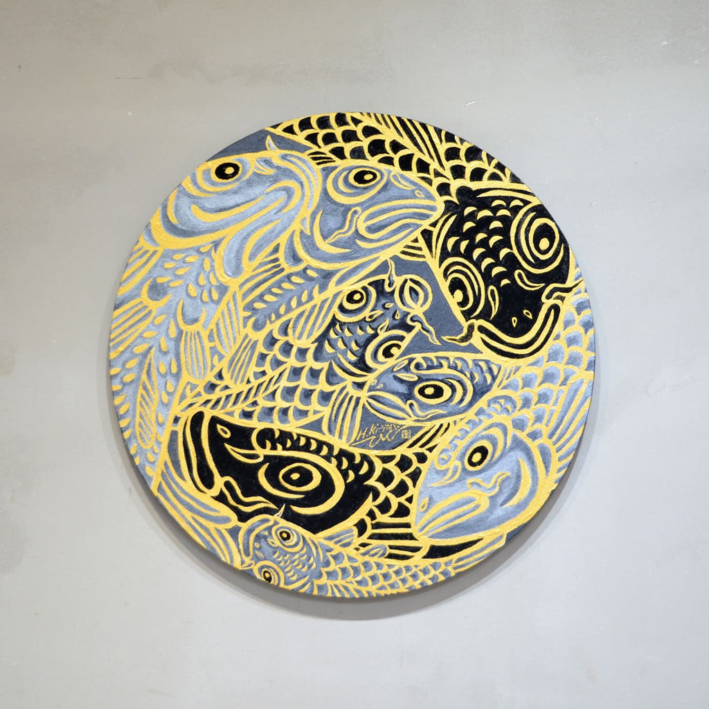 <tc>"Lucky Carp"/Round canvas</tc>