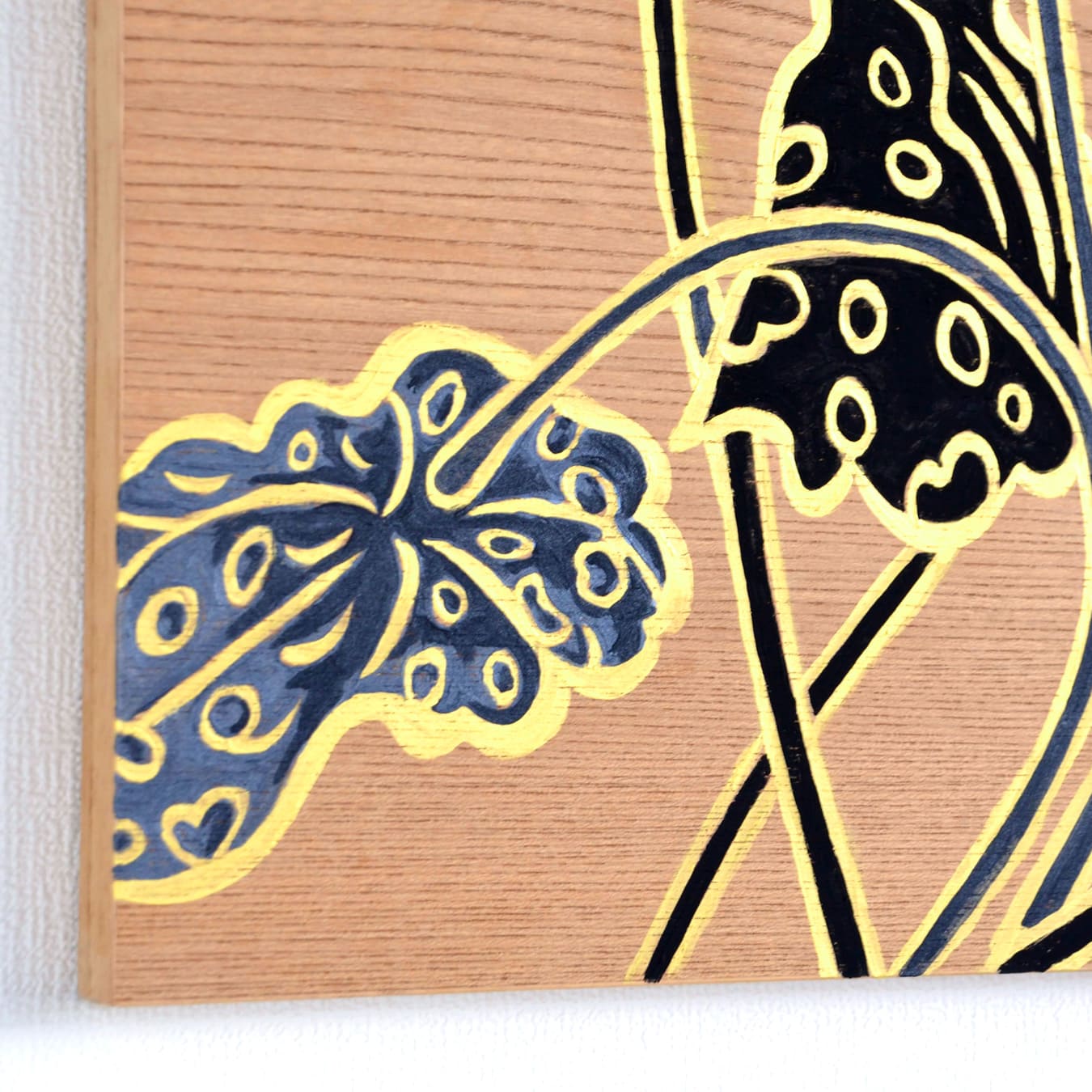 <transcy>Wood Panel painting "Lotus Revives"</transcy>