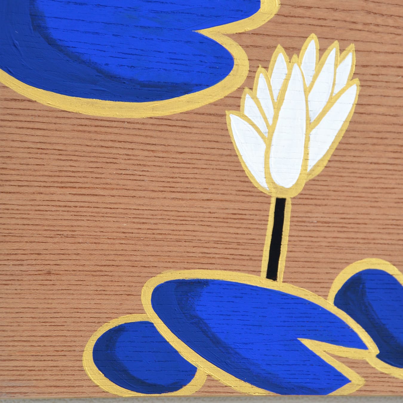 <transcy>Panel painting "White Lotus & Frog"</transcy>