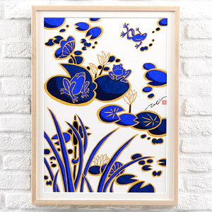 <transcy>Silk screen "Happiness Frogs #1"</transcy>