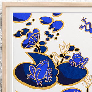 <transcy>Silk screen "Happiness Frogs #1"</transcy>
